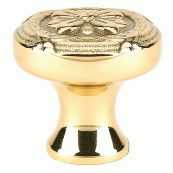 EMTEK 1 1/4 Inch Solid Brass Ribbon & Reed Cabinet Knob (Polished Brass)