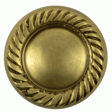 COPPER MOUNTAIN HARDWARE 1 1/4 Inch Solid Brass Round Georgian Roped Border Knob (Antique Brass Finish)