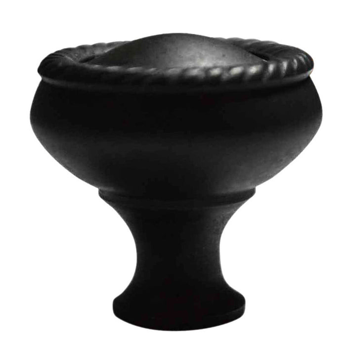 COPPER MOUNTAIN HARDWARE 1 1/4 Inch Solid Brass Round Georgian Roped Border Knob (Oil Rubbed Bronze Finish)