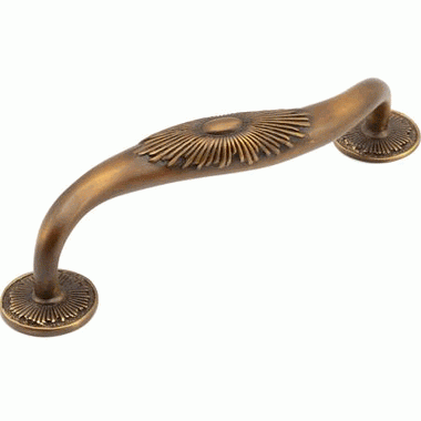 SCHAUB 1 1/8 Inch (5 Inch c-c) Sunburst Cabinet Pull (Estate Dover Finish)