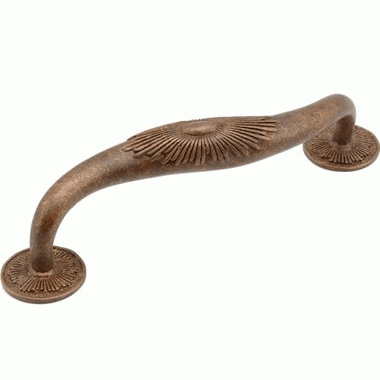 SCHAUB 1 1/8 Inch (5 Inch c-c) Sunburst Cabinet Pull (Highlighted Bronze Finish)