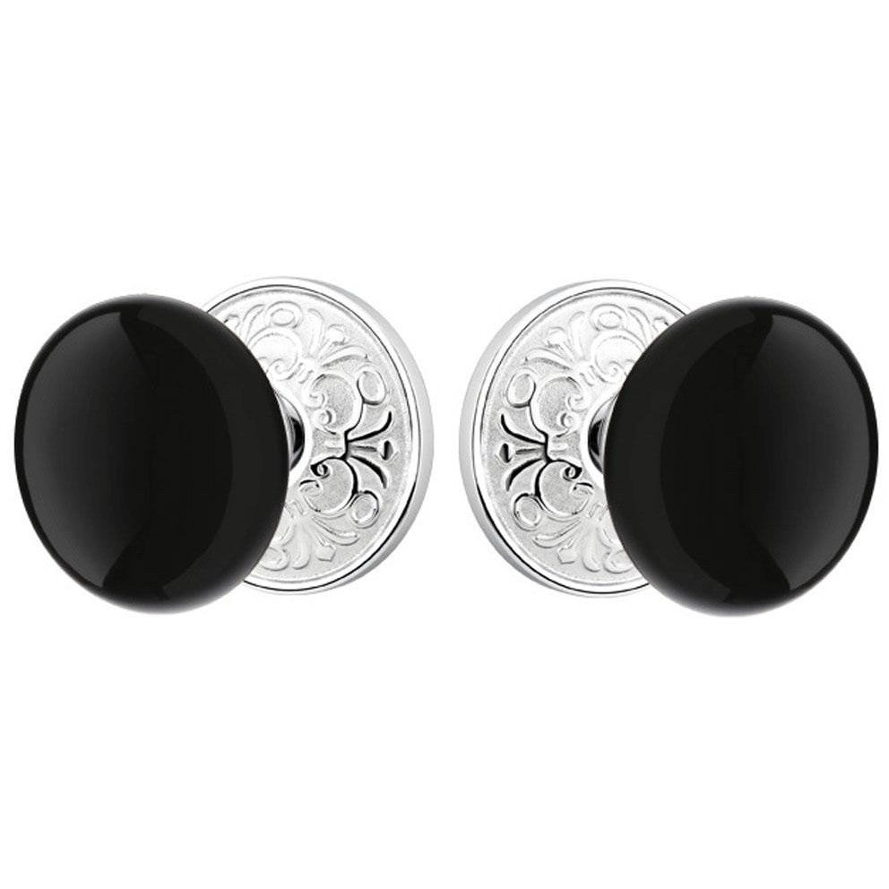 EMTEK Emtek Black Porcelain Ebony Door Knob Set With Lancaster Rosette