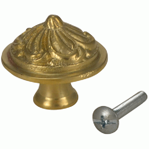 COPPER MOUNTAIN HARDWARE 1 1/3 Inch Solid Brass Baroque / Rococo Knob (Lacquered Brass Finish)