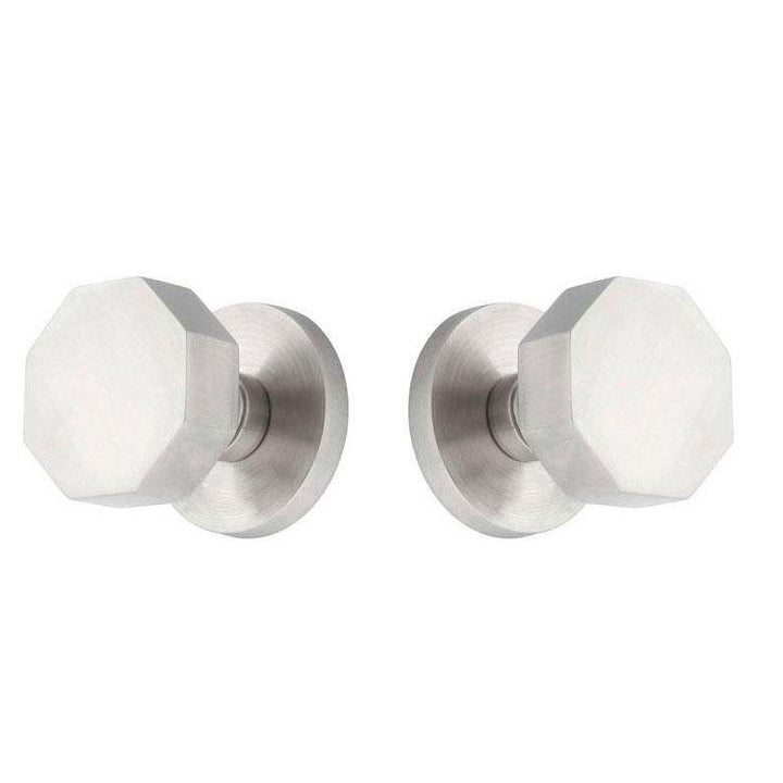 EMTEK Cast Stainless Steel Octagon Door Knob with Round Plate