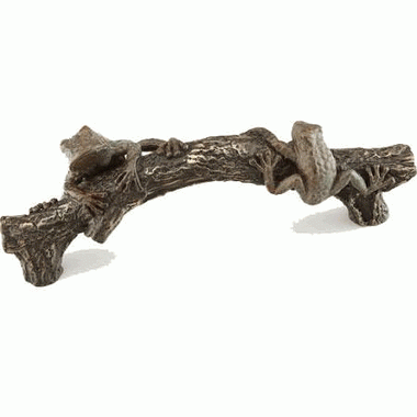 SCHAUB 1 3/8 Inch (5 1/2 Inch c-c) Symphony Inlays Frog on a Log Pull (Pompeian Bronze Finish)