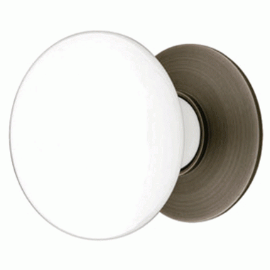 EMTEK 1 3/8 Inch Ice White Porcelain Cabinet Knob (Pewter Finish)