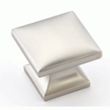 SCHAUB 1 3/8 Inch Northport Square Knob (Satin Nickel Finish)