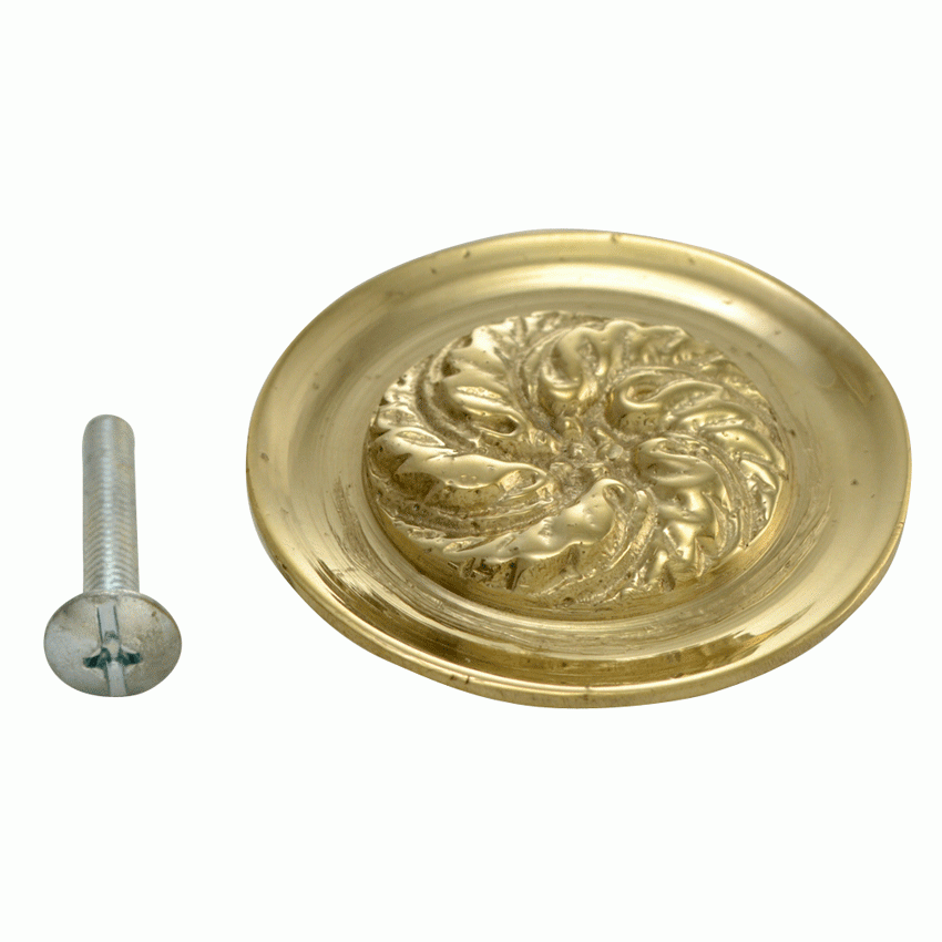 COPPER MOUNTAIN HARDWARE 1 4/5 Inch Solid Brass Florid Leaf Knob (Lacquered Brass Finish)