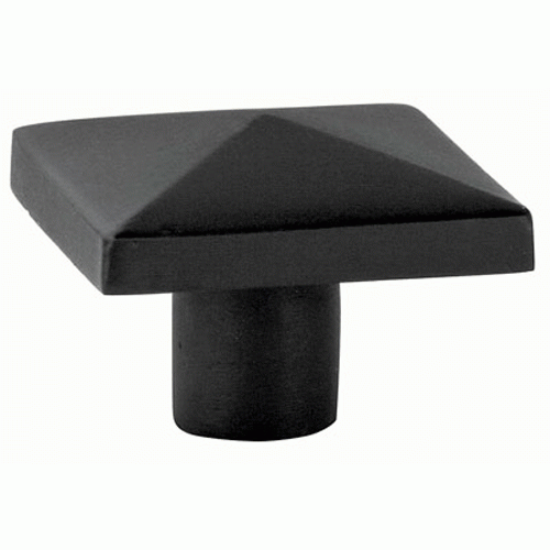 EMTEK Emtek 1 5/8 Inch Sandcast Bronze Square Knob (Matte Black Finish)