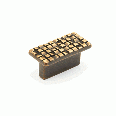 SCHAUB 1 7/8 Inch (1 1/4 Inch c-c) Mosaic Rectangular Knob (French Antique Bronze Finish)