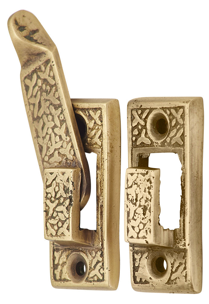 Solid Brass Rice Pattern Cabinet Latch (Several Finishes Available) COPPER MOUNTAIN HARDWARE