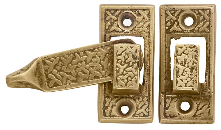 Solid Brass Rice Pattern Cabinet Latch (Several Finishes Available) COPPER MOUNTAIN HARDWARE