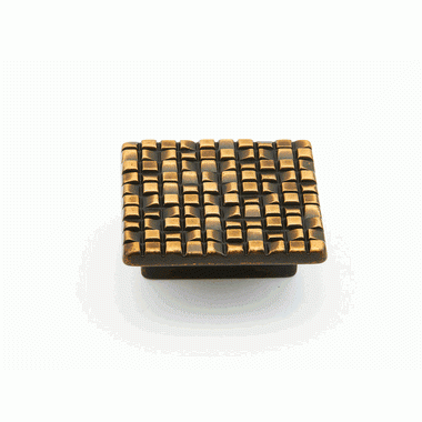 SCHAUB 1 7/8 Inch Mosaic Square Knob (French Antique Bronze Finish)