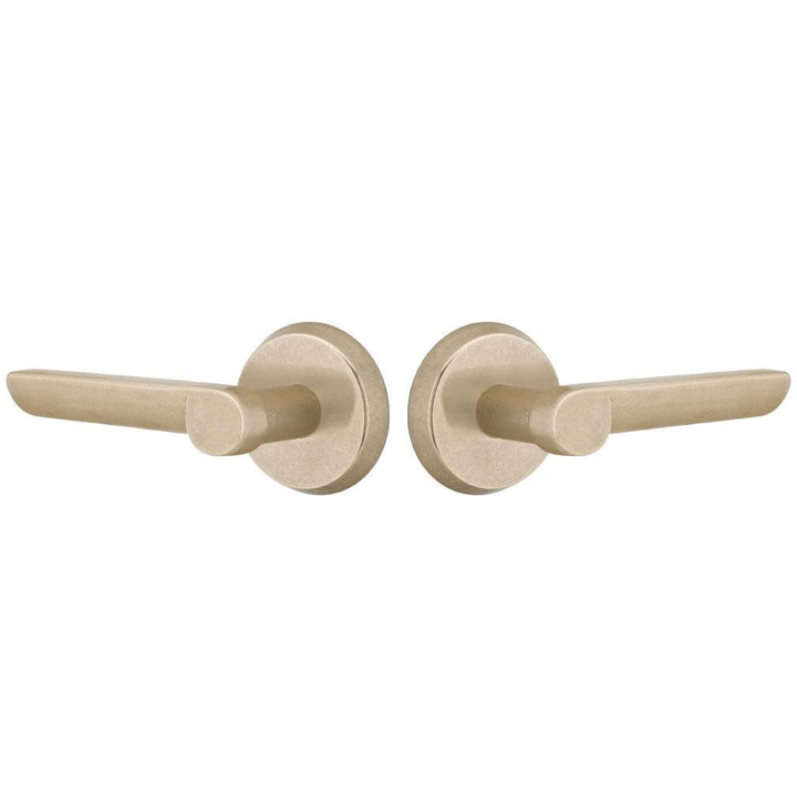 EMTEK Solid Brass Sandcast Aurora Lever With Disk Rosette