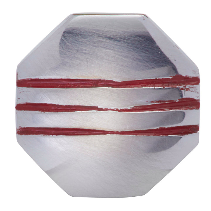 1 Inch Triple Red Striped Octagon Solid Brass Cabinet and Furniture Knob COPPER MOUNTAIN HARDWARE