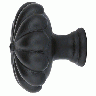 EMTEK 1 Inch Tuscany Bronze Fluted Round Knob (Flat Black)