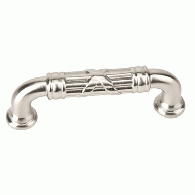 EMTEK 10 5/8 Inch (10 Inch c-c) Solid Brass Ribbon & Reed Fixed Pull - Estate (Brushed Nickel Finish)