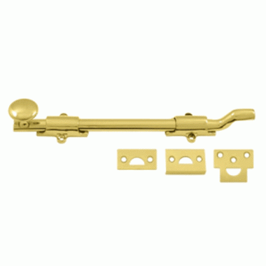 DELTANA 10 Inch Deltana Offset Heavy Duty Surface Bolt (Polished Brass Finish)