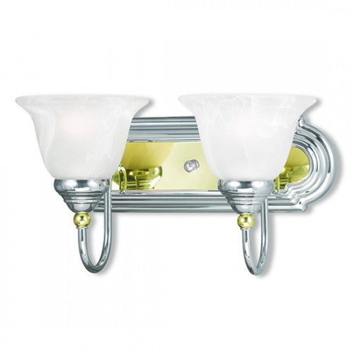 2 Light Polished Chrome & PB Bath Light Livex