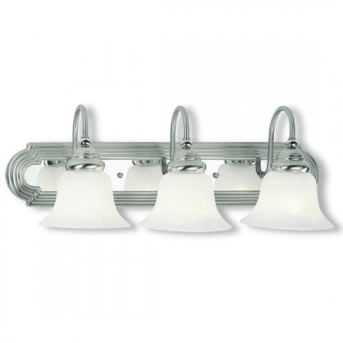 3 Light Brushed Nickel w/ Polished Chrome Insert Bath Light Livex