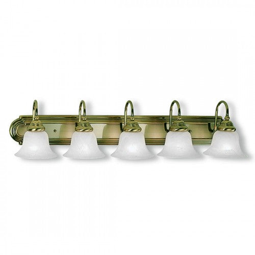 5 Light Antique Brass Bath Light Livex