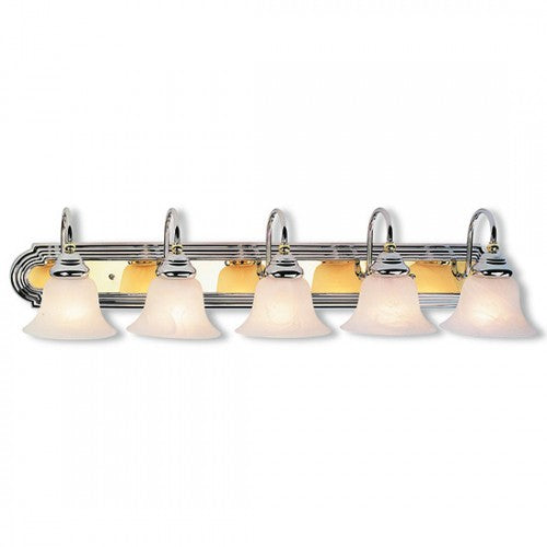 5 Light Polished Chrome & Polished Brass Bath Light Livex