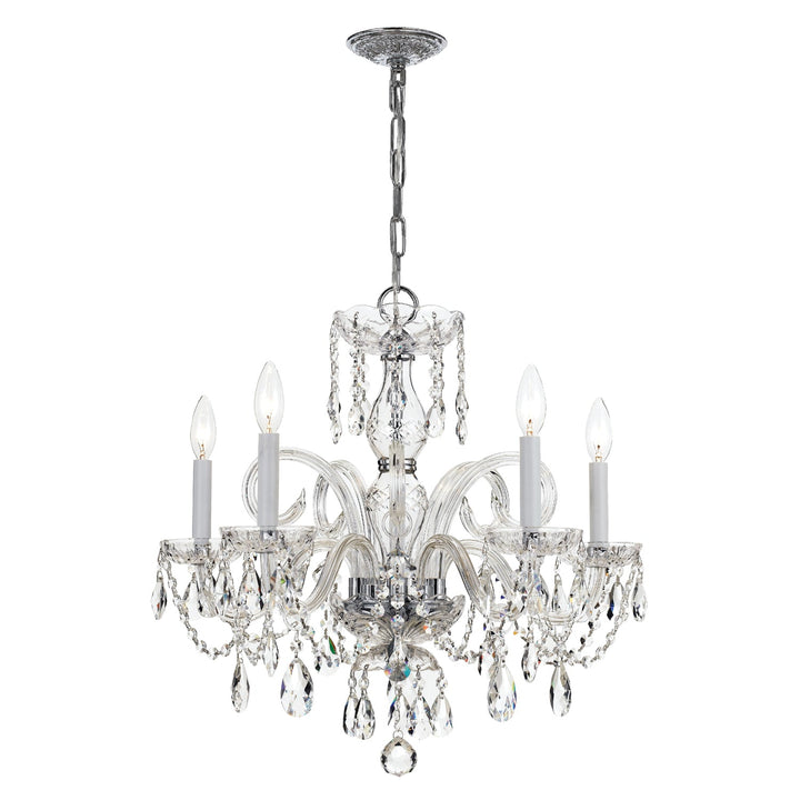 Traditional Crystal 5 Light Hand Cut Crystal Polished Chrome Chandelier Crystorama