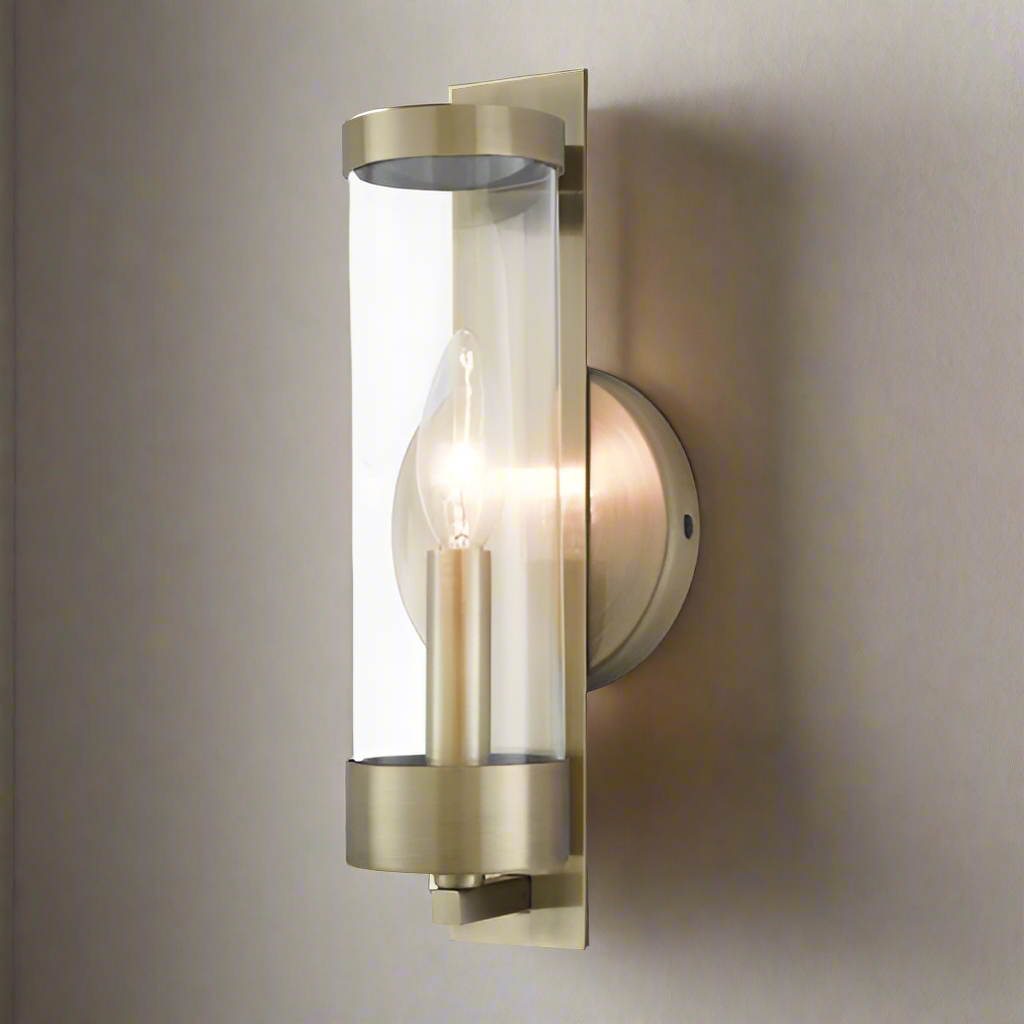 1 Light Antique Brass ADA Wall Sconce Livex