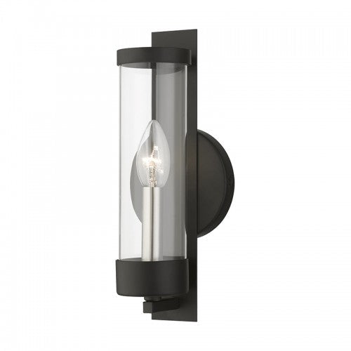 1 Light Black with Brushed Nickel Candle ADA Single Sconce Livex