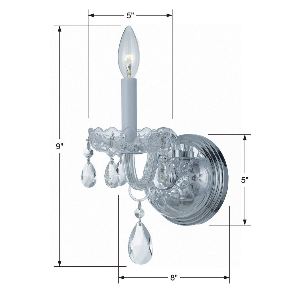 Traditional Crystal 1 Light Spectra Crystal Polished Chrome Sconce Crystorama