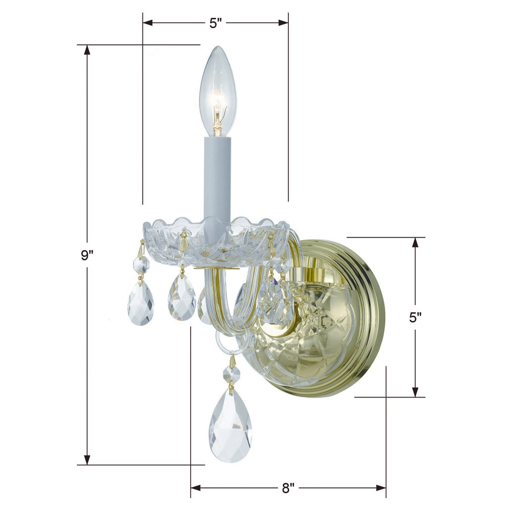 Traditional Crystal 1 Light Hand Cut Crystal Polished Brass Sconce Crystorama