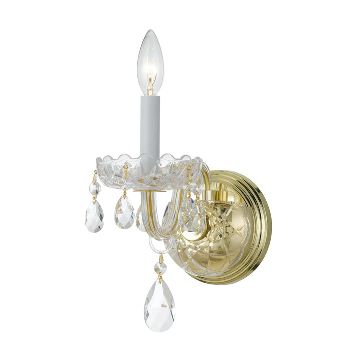 Traditional Crystal 1 Light Swarovski Strass Polished Brass Sconce Crystorama