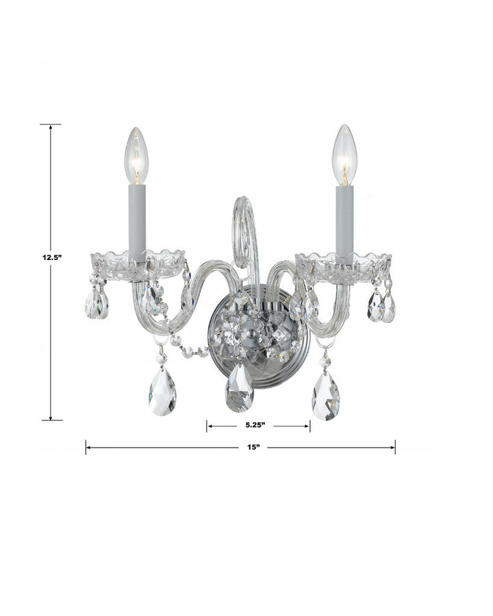 Traditional Crystal 2 Light Hand Cut Crystal Polished Chrome Sconce Crystorama