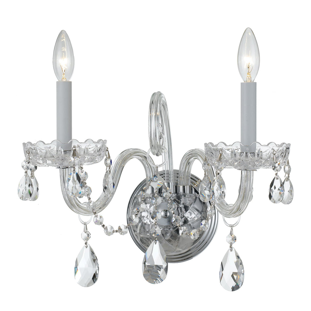 Traditional Crystal 2 Light Swarovski Strass Crystal Polished Chrome Sconce Crystorama