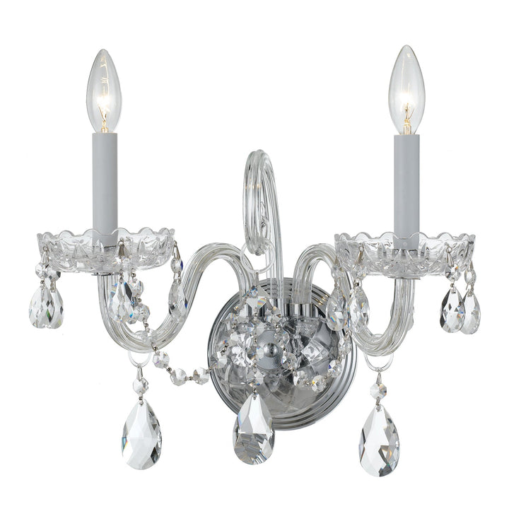 Traditional Crystal 2 Light Spectra Crystal Polished Chrome Sconce Crystorama