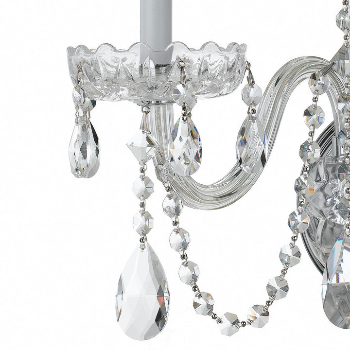 Traditional Crystal 3 Light Hand Cut Crystal Polished Chrome Sconce Crystorama