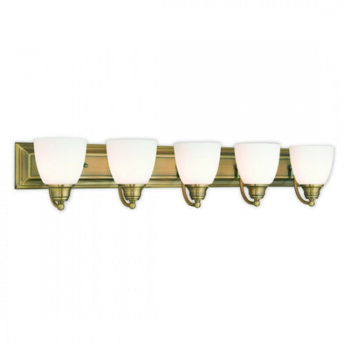 5 Light Antique Brass Bath Light Livex