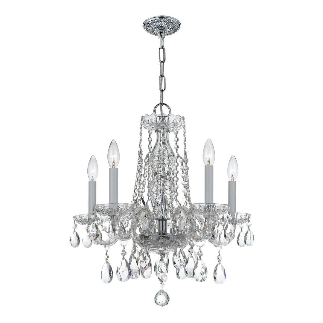 Traditional Crystal 5 Light Hand Cut Crystal Polished Chrome Chandelier Crystorama