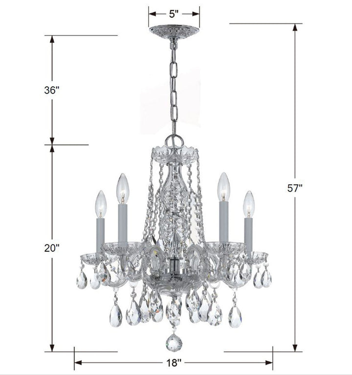 Traditional Crystal 5 Light Swarovski Strass Crystal Polished Chrome Chandelier Crystorama