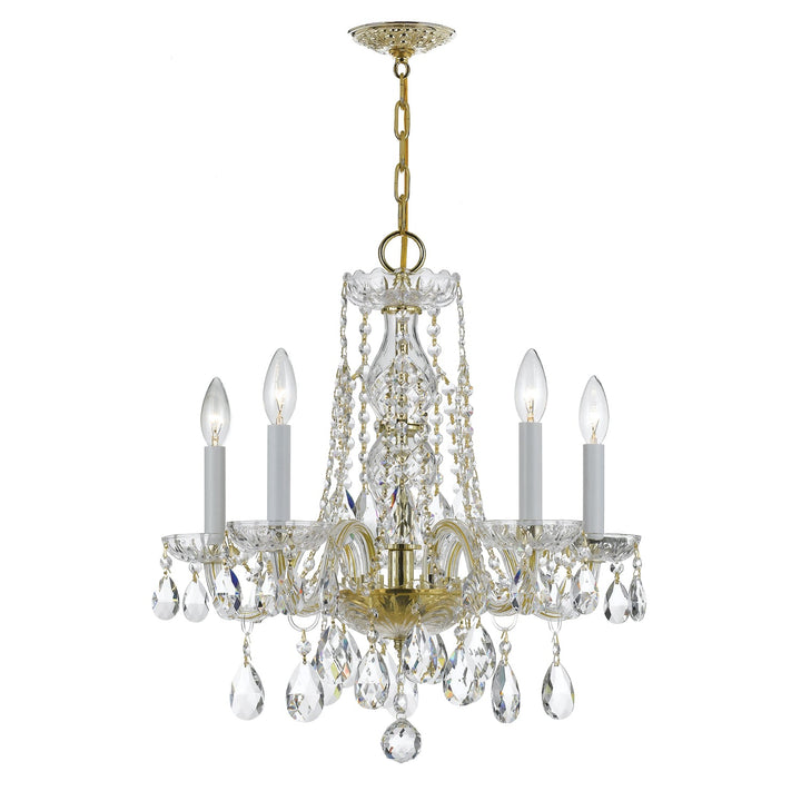 Traditional Crystal 5 Light Swarovski Strass Crystal Polished Brass Chandelier Crystorama