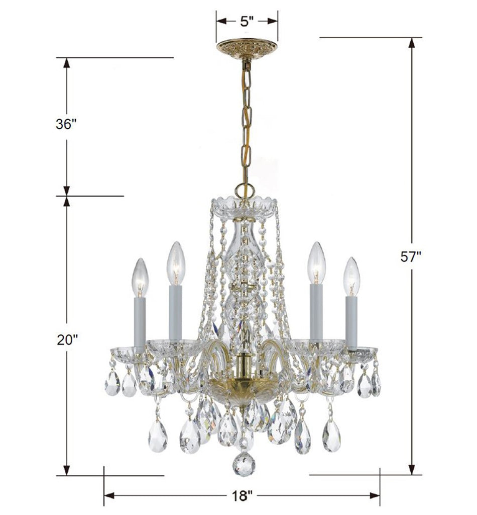 Traditional Crystal 5 Light Spectra Crystal Polished Brass Chandelier Crystorama