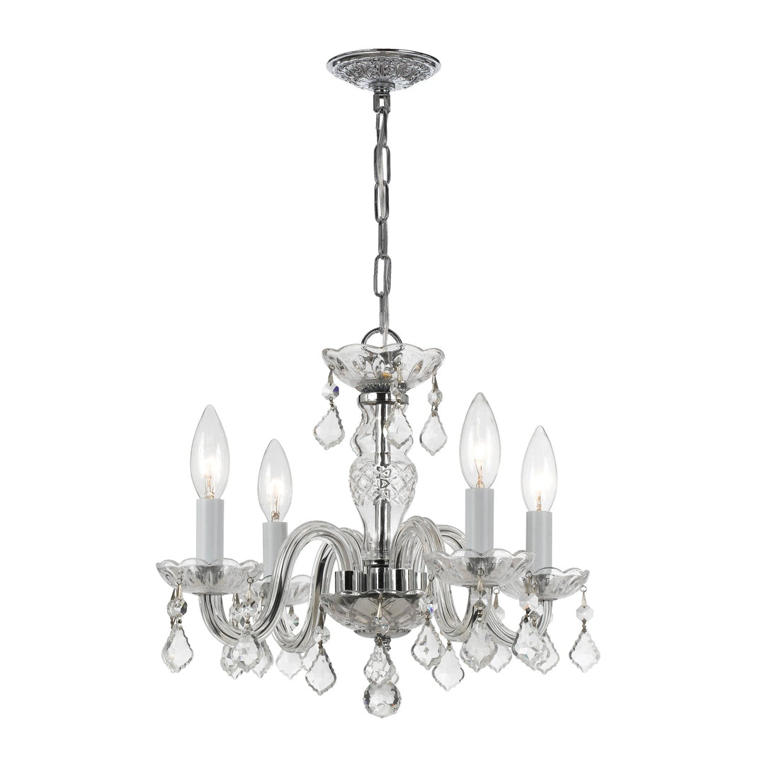 Traditional Crystal 4 Light Clear Italian Crystal Polished Chrome Mini Chandelier Crystorama