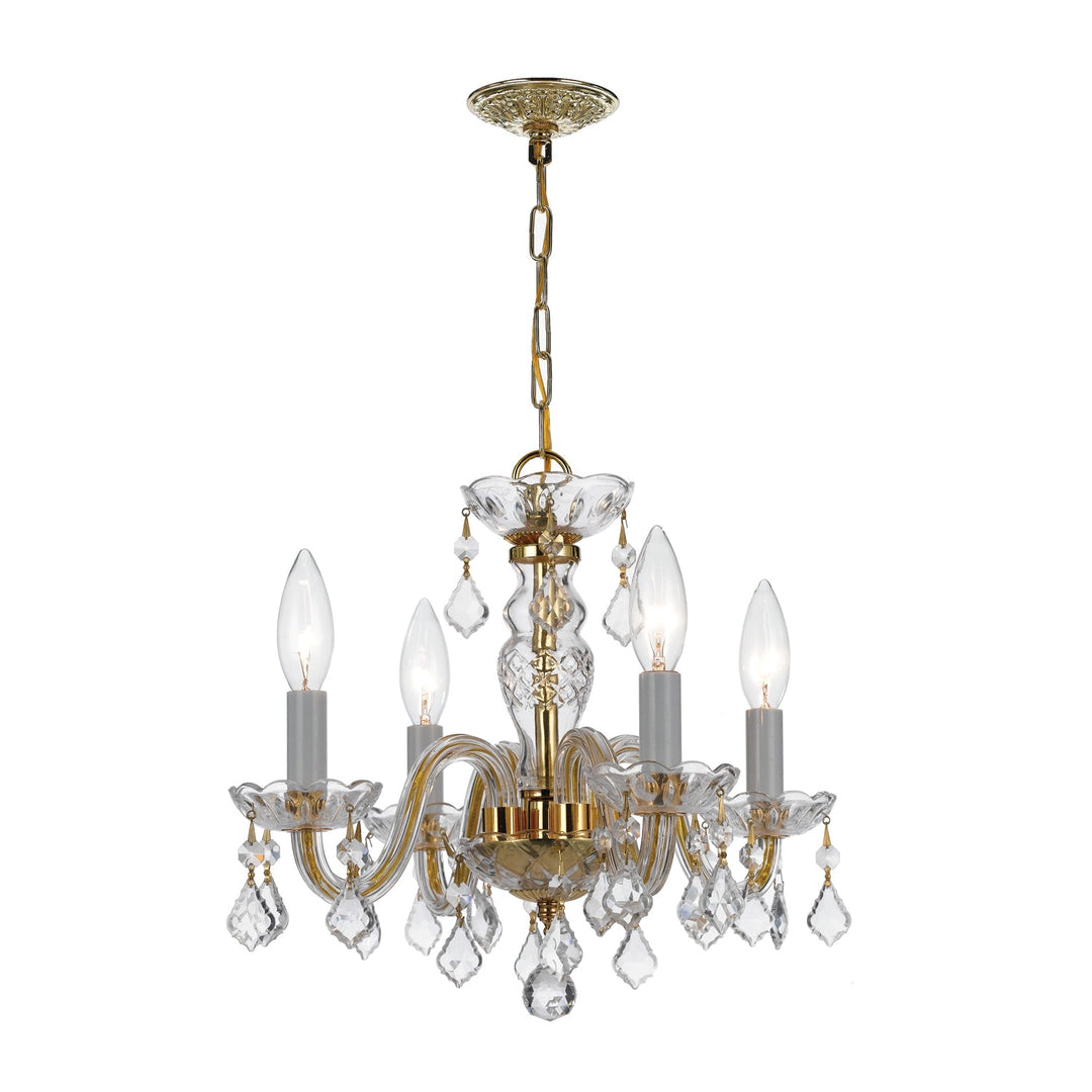 Traditional Crystal 4 Light Hand Cut Crystal Polished Brass Mini Chandelier Crystorama