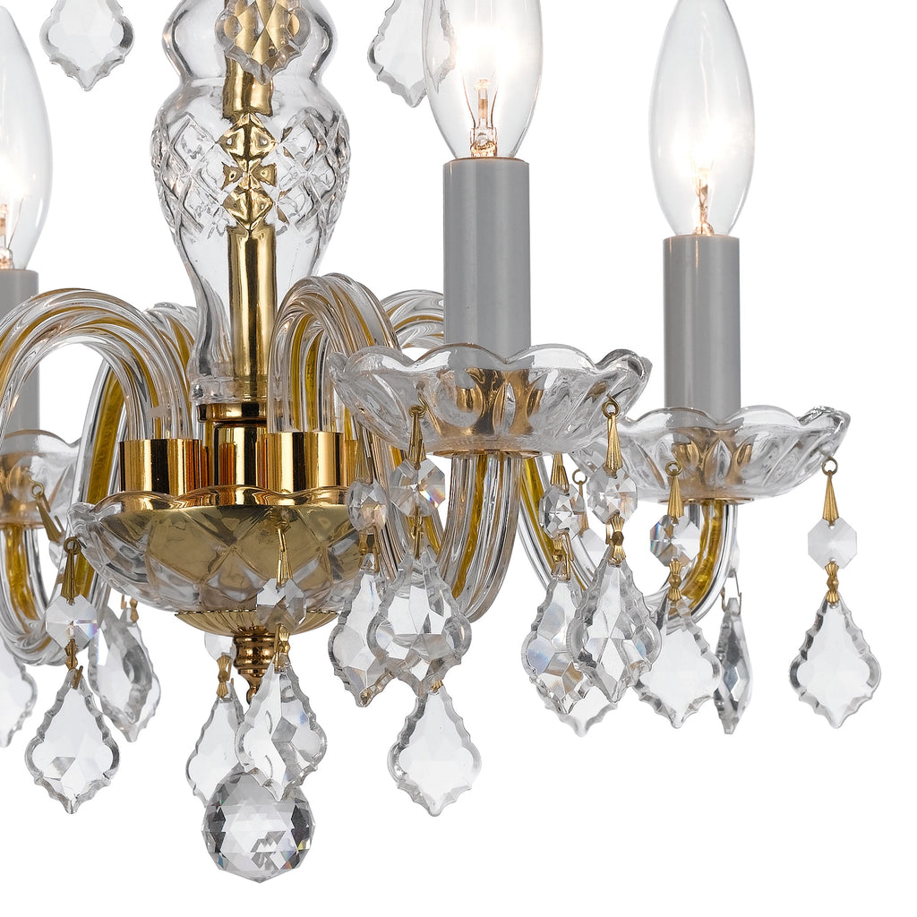 Traditional Crystal 4 Light Hand Cut Crystal Polished Brass Mini Chandelier Crystorama