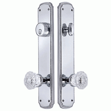 COPPER MOUNTAIN HARDWARE 11 1/2 Inch Beaded Deadbolt Entryway Set (Polished Chrome Finish)