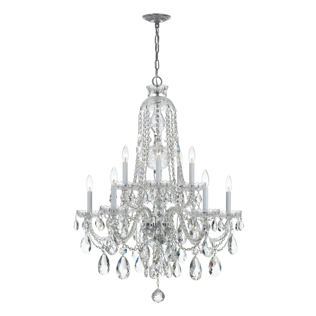 Traditional Crystal 10 Light Swarovski Strass Crystal Polished Chrome Chandelier Crystorama