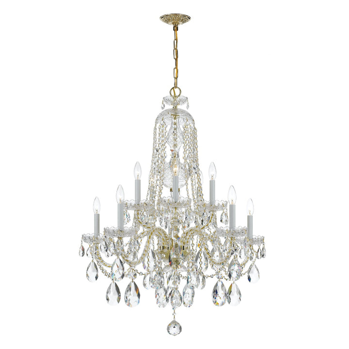 Traditional Crystal 10 Light Hand Cut Crystal Polished Brass Chandelier Crystorama