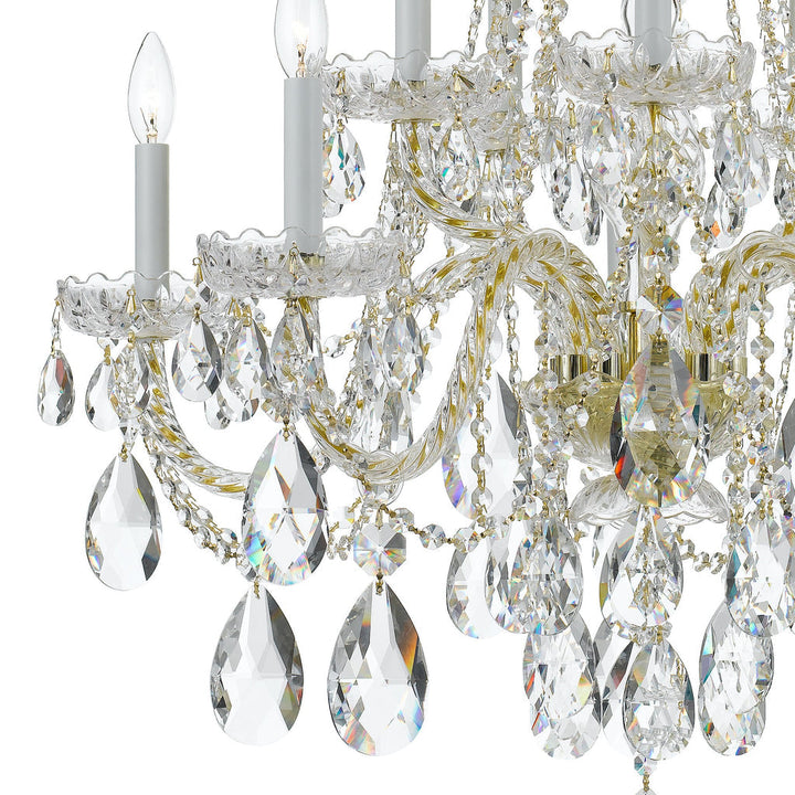 Traditional Crystal 10 Light Hand Cut Crystal Polished Brass Chandelier Crystorama