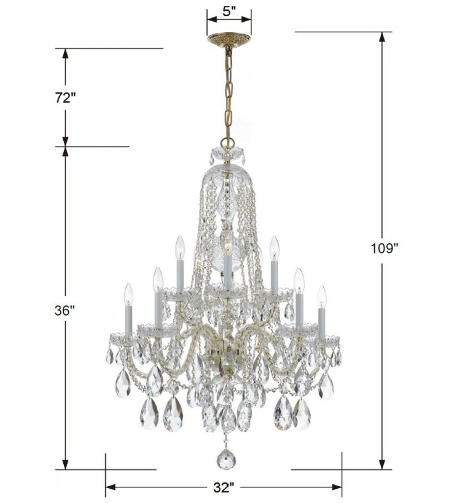 Traditional Crystal 10 Light Spectra Crystal Polished Brass Chandelier Crystorama