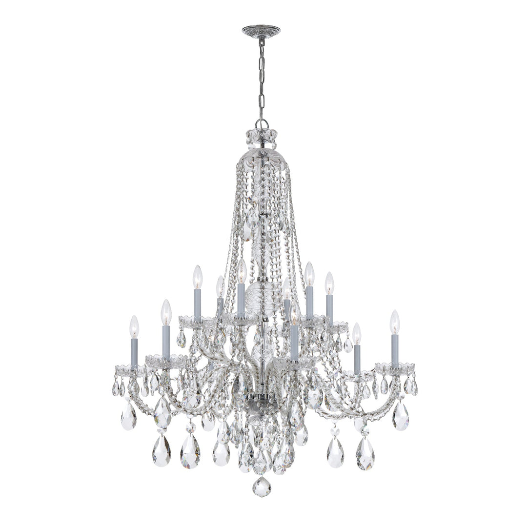 Traditional Crystal 12 Light Hand Cut Crystal Polished Chrome Chandelier Crystorama